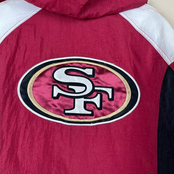 Vintage Reebok SF 49ers Retro Puffer Jacket Insulated Big Logo NFL Red M - Picture 4 of 8